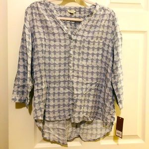 Adorable Sonoma owl pattern lightweight blouse Brand new with tags light grey